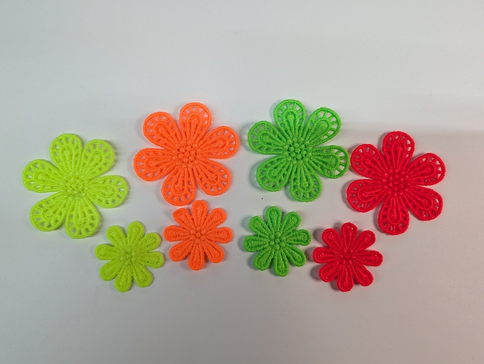 Sew-on Guipure Lace Flower Motif - Applique,Wedding, Patch (4-Neon Colours) P-3