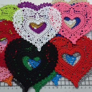 Large Guipure Lace Heart Applique – Statement Sew-On Motif 132mm x 135mm (21 Colours) S-1