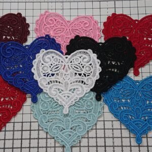 Guipure Lace Heart Applique – Detailed Sew-On Motif (11 Colours) S-3