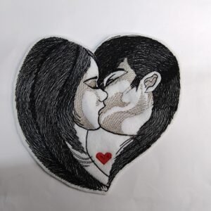 Love Kiss Heart - Iron On or Sew On Embroidered Patch Badge