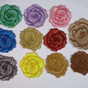 Rose - Iron On or Sew On Embroidered Patch Badge - (11-Colours)-(C-1)