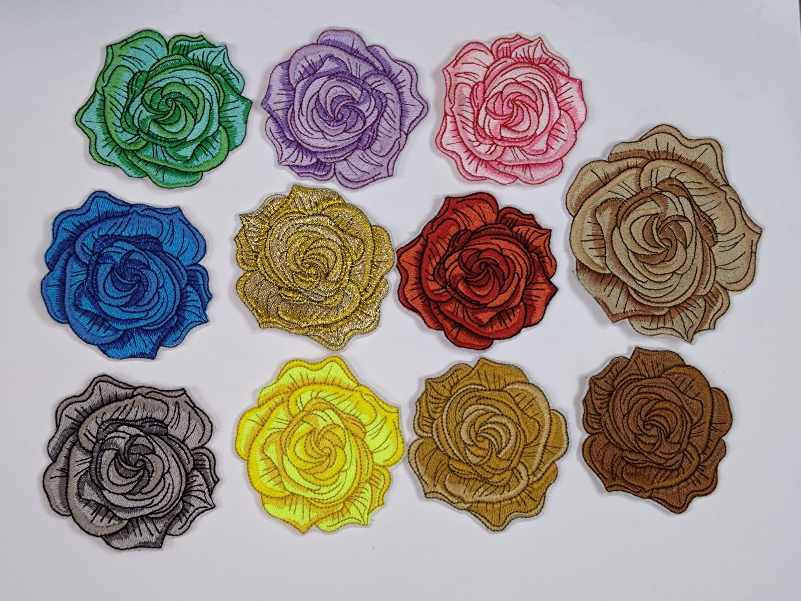 Rose - Iron On or Sew On Embroidered Patch Badge - (11-Colours)-(C-1)