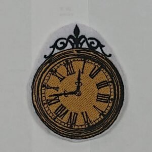 Clock Iron On or Sew On Embroidered Patch Badge