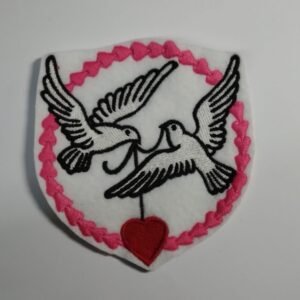 Pigeons in Love Iron On or Sew On Embroidered Patch Badge