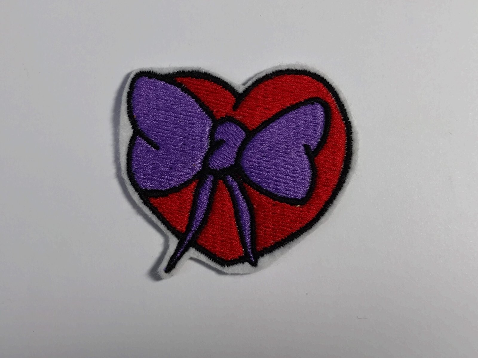 Bow on the Heart Iron On or Sew On Embroidered Patch Badge