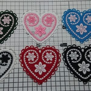 Guipure Lace Heart Applique – Two-Tone Sew-On Motif (8 Colours) S-4