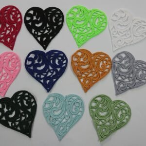 Guipure Lace Heart Applique – Sew-On Motif (11 Colours) S-10