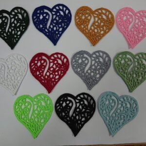 Guipure Lace Heart Applique – Patterned Sew-On Motif (11 Colours) S-14