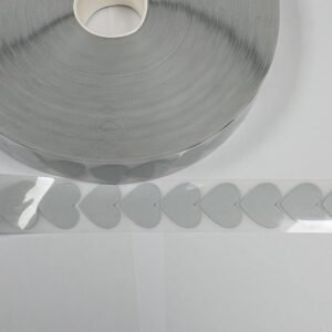 Silver Reflective Hearts Iron-On Tape 25mm – 1 Metre Safety Reflective Trim for Clothing, Bags & Crafts