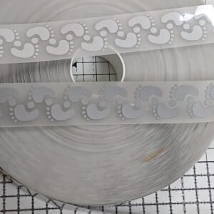 Silver Reflective Baby Feet Iron-On Tape 25mm – 1 Metre Safety Trim for Baby Clothing & Crafts
